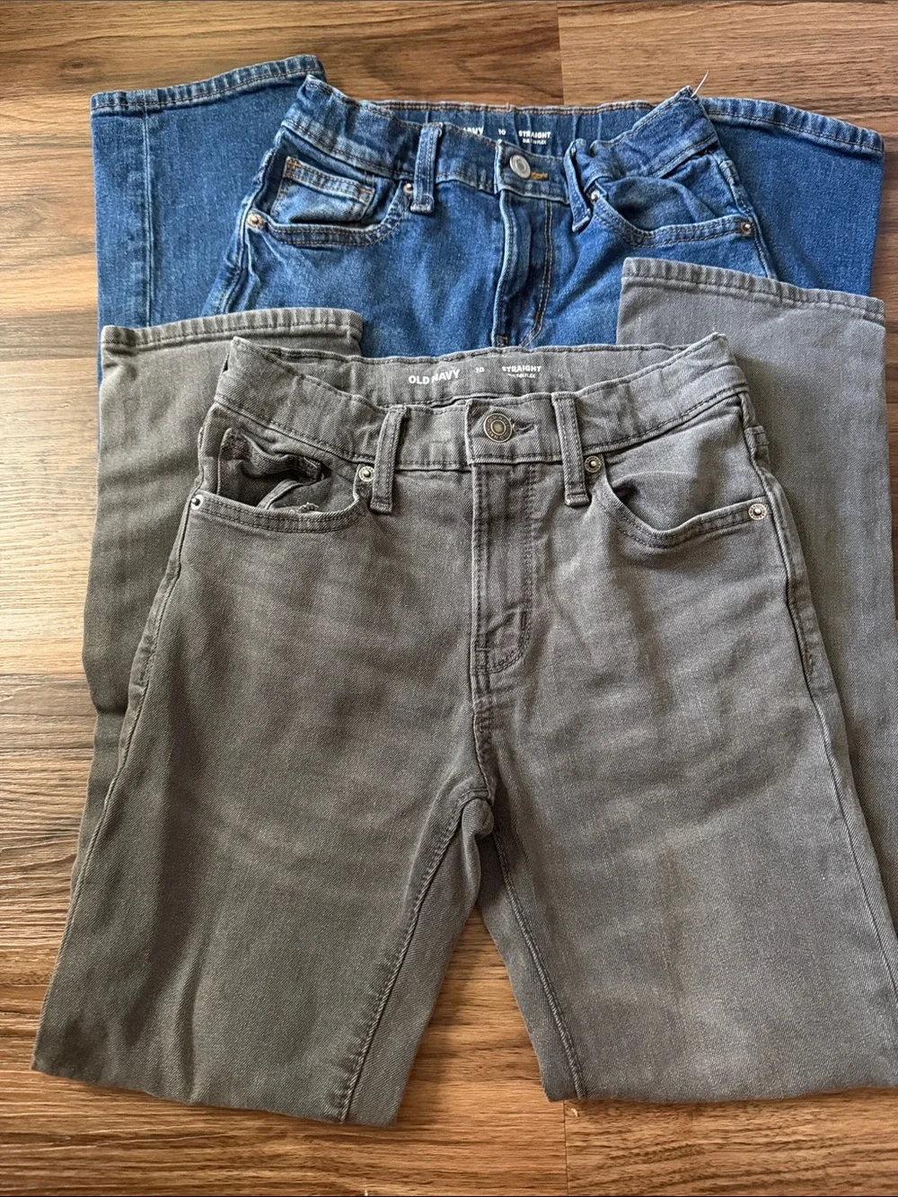 Two Old Navy Boy’s Slim Straight Jeans in Gray and Blue Size 10